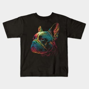 French Bulldog - Frenchie Watercolor Painting Portrait Art Kids T-Shirt